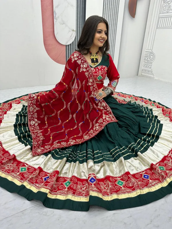 Green_Digital_Patola_Print_Traditional_Lehenga_Choli_For_Women