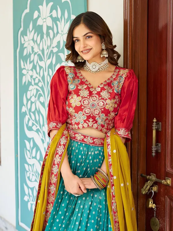 Green_Digital_Patola_Print_Traditional_Lehenga_Choli_For_Women
