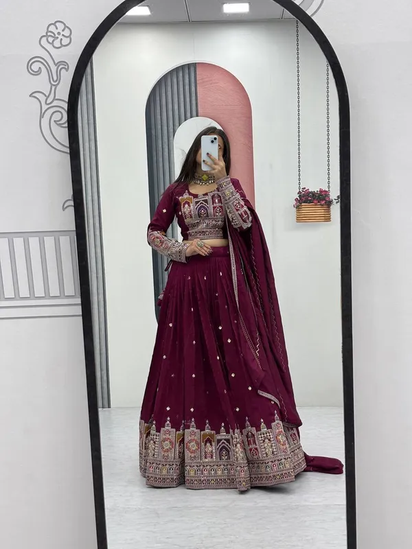 Maroon_Digital_Patola_Print_Traditional_Lehenga_Choli_For_Women