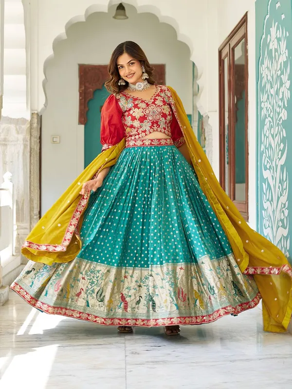 Green_Digital_Patola_Print_Traditional_Lehenga_Choli_For_Women