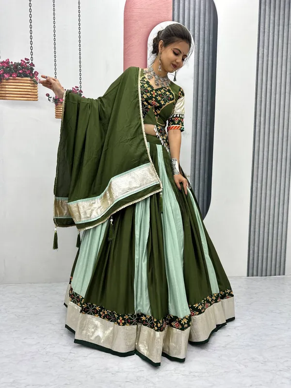 Green_Digital_Patola_Print_Traditional_Lehenga_Choli_For_Women