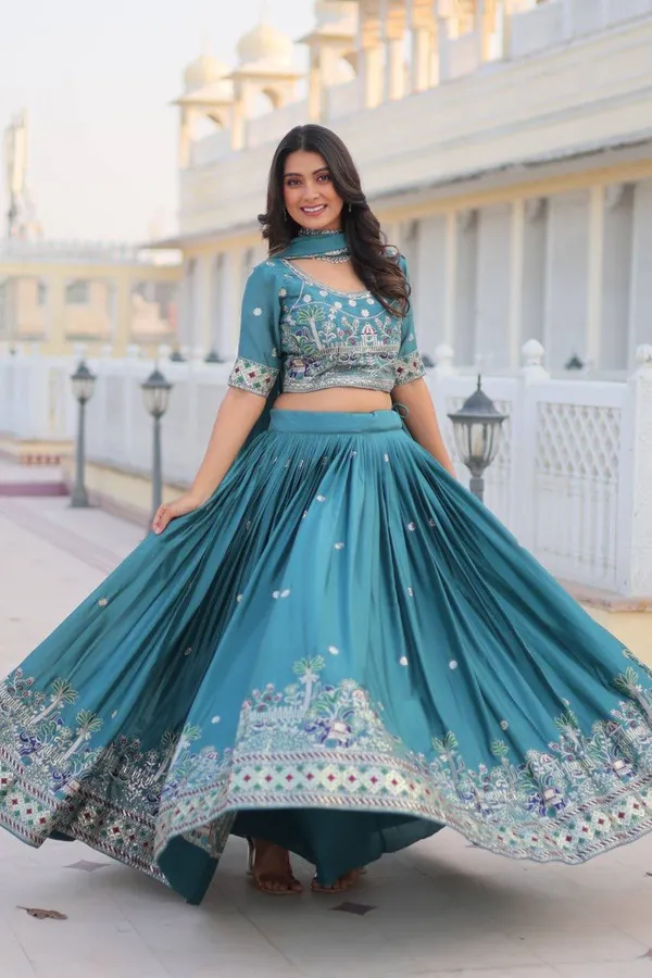 Blue_Digital_Patola_Print_Traditional_Lehenga_Choli_For_Women