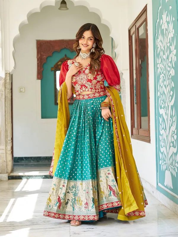 Green_Digital_Patola_Print_Traditional_Lehenga_Choli_For_Women