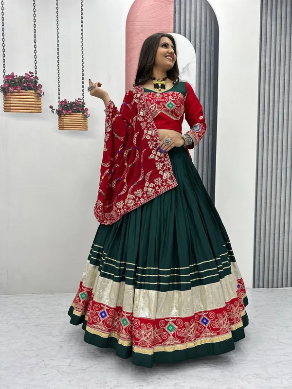 Green_Digital_Patola_Print_Traditional_Lehenga_Choli_For_Women