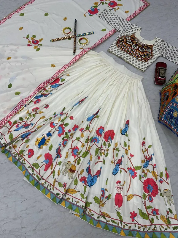 White_Digital_Patola_Print_Traditional_Lehenga_Choli_For_Women