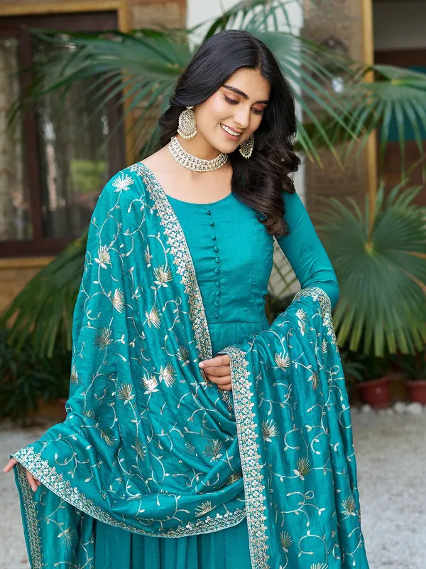 Blue_Embroidery_Work_Traditional_Gown_For_Women