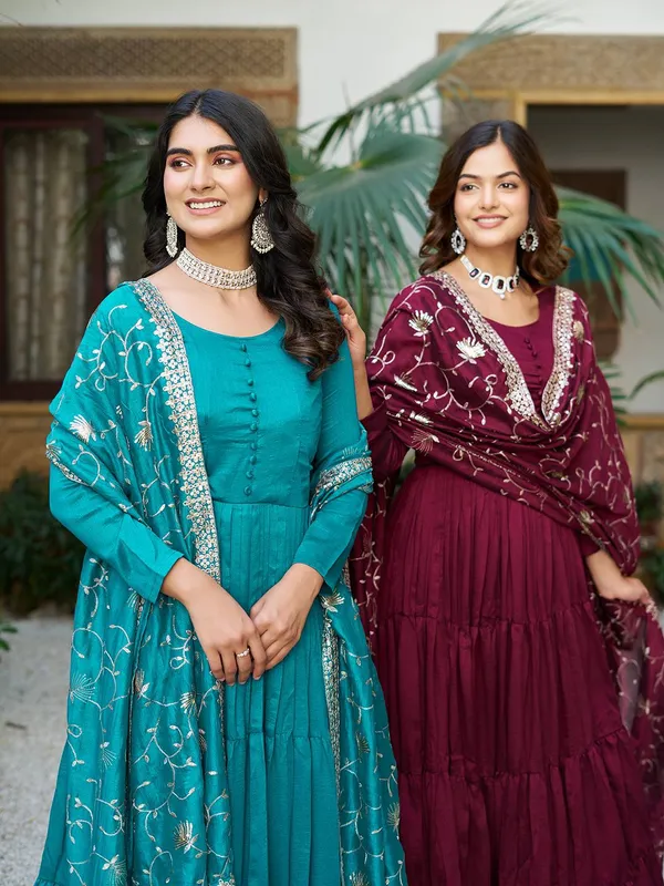 Blue_Embroidery_Work_Traditional_Gown_For_Women