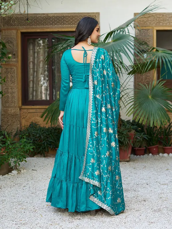 Blue_Embroidery_Work_Traditional_Gown_For_Women