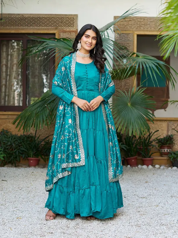 Blue_Embroidery_Work_Traditional_Gown_For_Women