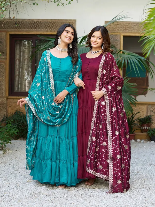 Blue_Embroidery_Work_Traditional_Gown_For_Women