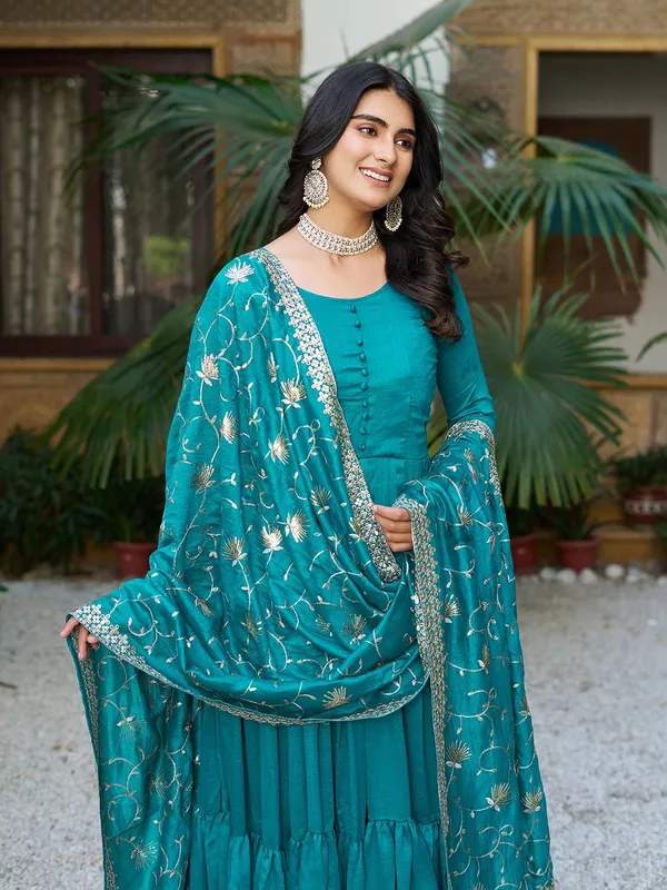 Blue_Embroidery_Work_Traditional_Gown_For_Women
