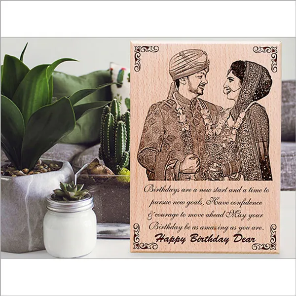Honey_Brown_Gifts_&_Crafts_For_Personlized/Customized__6/4_inches_Steambeech_Wood_Frame/Photo_Frame,_Wood_Engraving_For_Aniversery,_Birthday_Frame