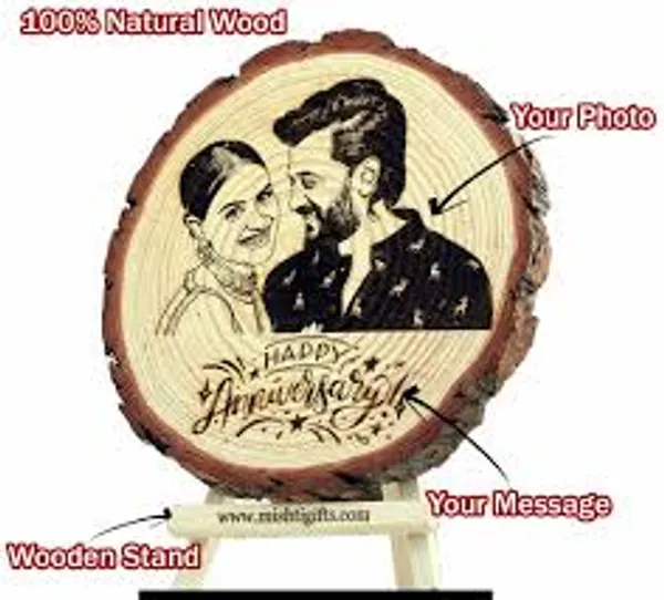 Honey_Brown_Personalised/Customized_Mango_Wooden_Slice__6/6_inch_Engraved_Photo_Frame__For__Raksha_Bandhan