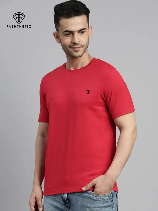 Red_Cotton_Timeless_Solid_Round_Neck_T_Shirt_For_Adult