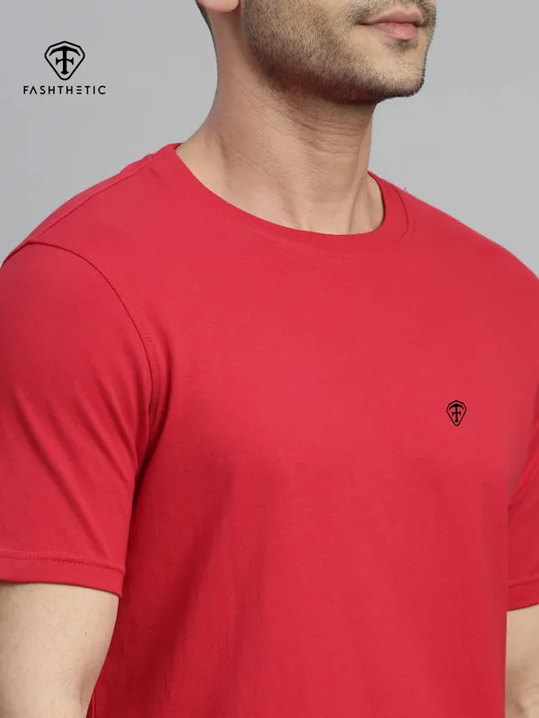 Red_Cotton_Timeless_Solid_Round_Neck_T_Shirt_For_Adult