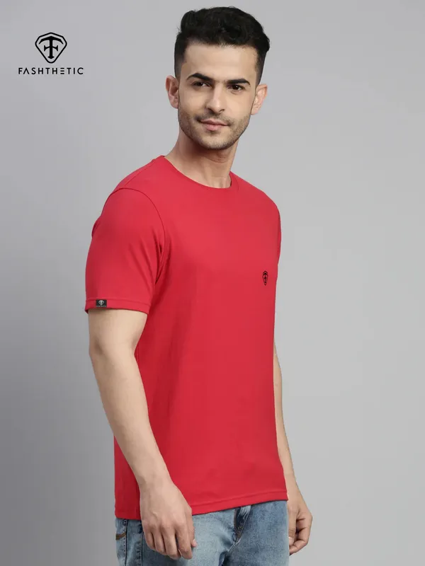 Red_Cotton_Timeless_Solid_Round_Neck_T_Shirt_For_Adult