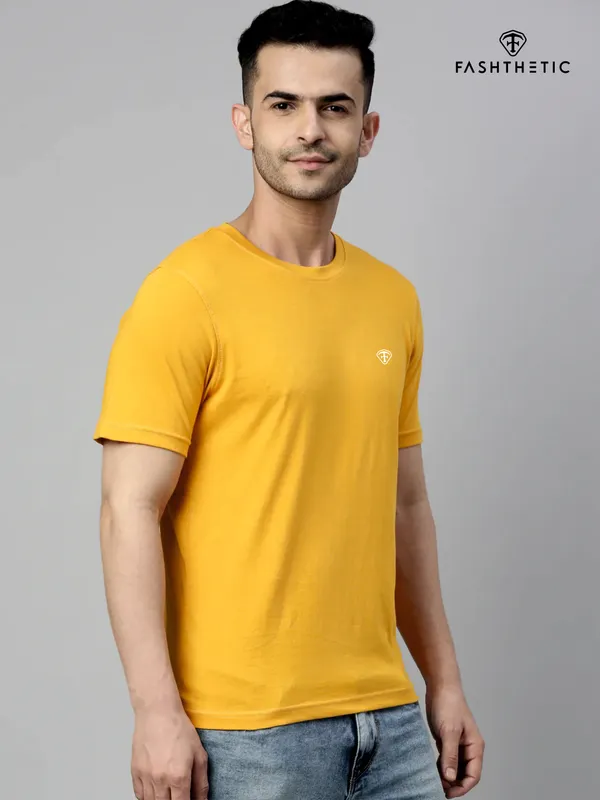 Mustard_Cotton_Timeless_Solid_Round_Neck_T_Shirt_For_Adult