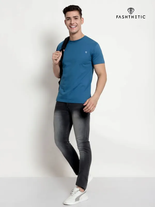 Denim_Blue_Cotton_Comfort_T-Shirt_For_Adult