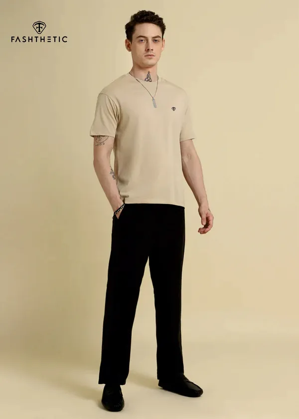 Beige_Cotton_Urban_Classic_Round_Neck_T_Shirt_For_Adult