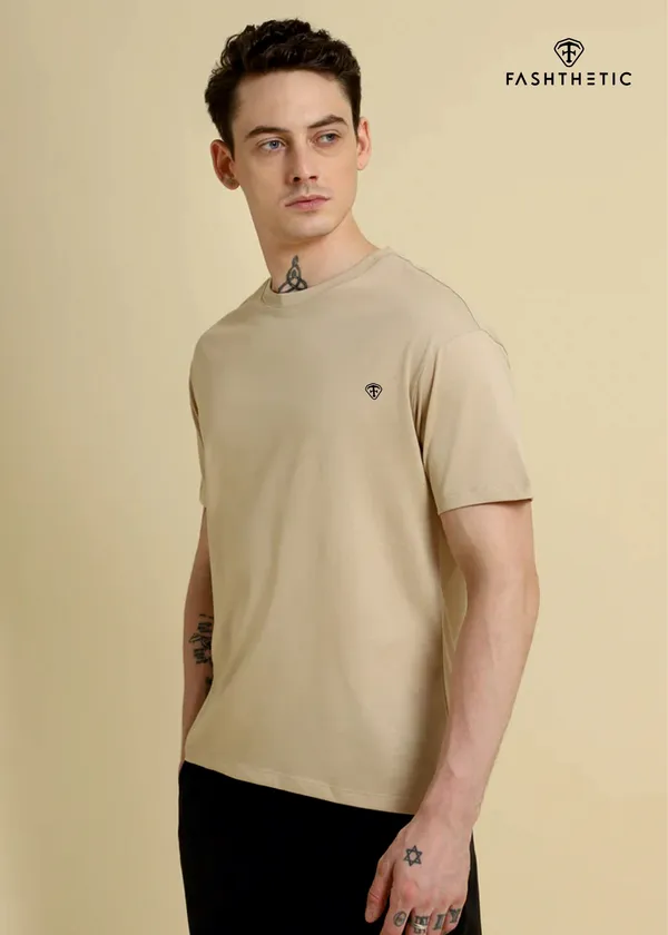 Beige_Cotton_Urban_Classic_Round_Neck_T_Shirt_For_Adult