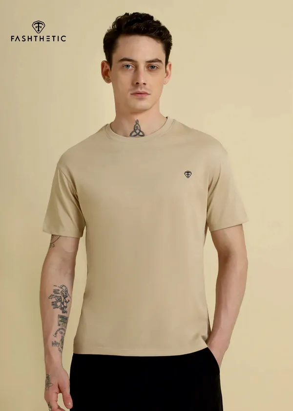 Beige_Cotton_Urban_Classic_Round_Neck_T_Shirt_For_Adult