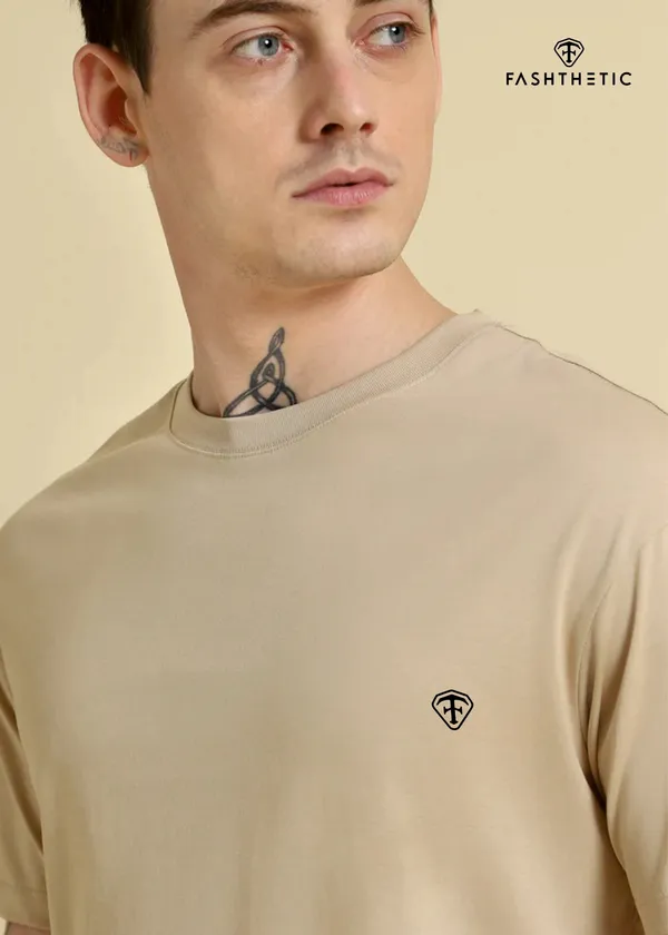 Beige_Cotton_Urban_Classic_Round_Neck_T_Shirt_For_Adult