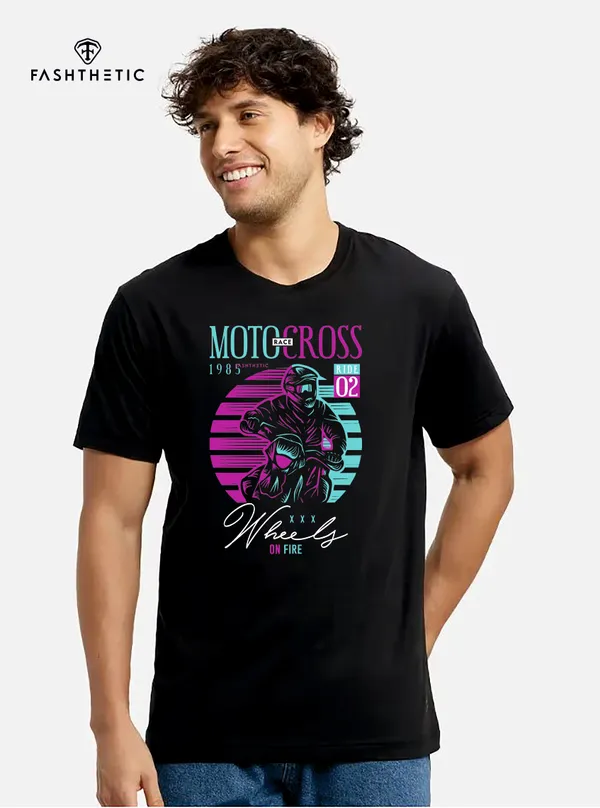 Black_Cotton_Moto_Cross_Wheels_On_Fire_T-Shirt_For_Men