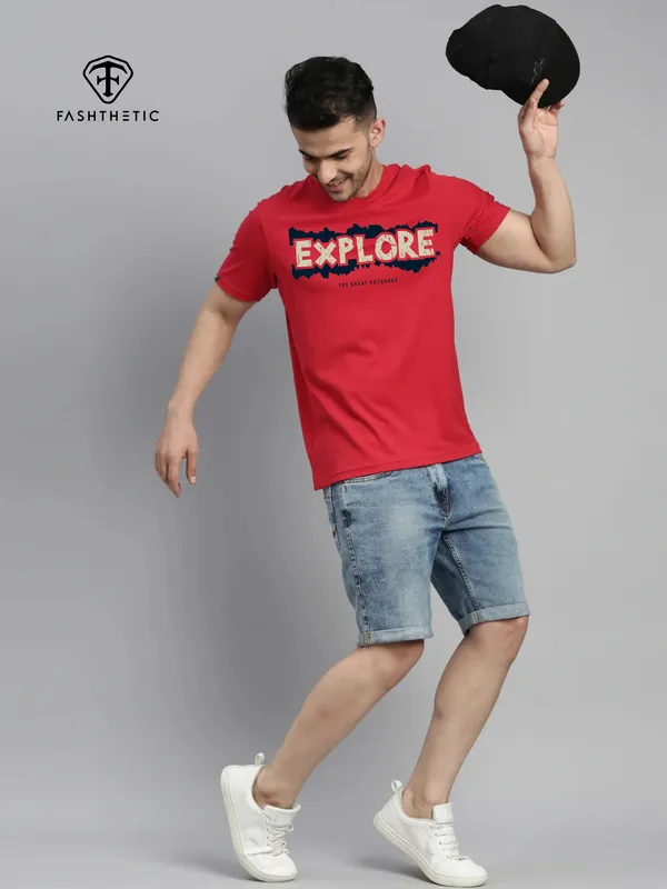 Red_Cotton_Explore_T_Shirt_For_Adults