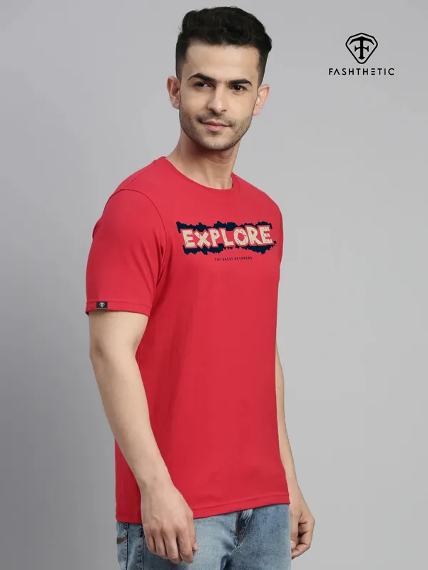 Red_Cotton_Explore_T_Shirt_For_Adults