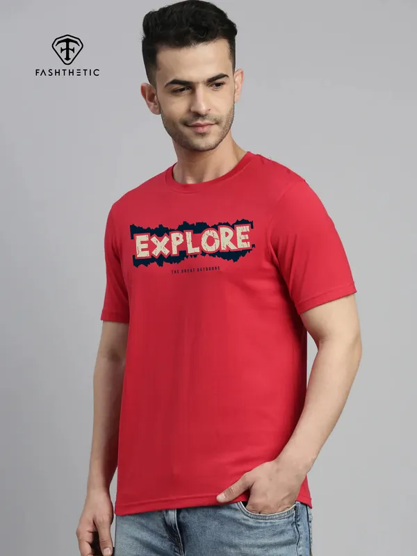 Red_Cotton_Explore_T_Shirt_For_Adults