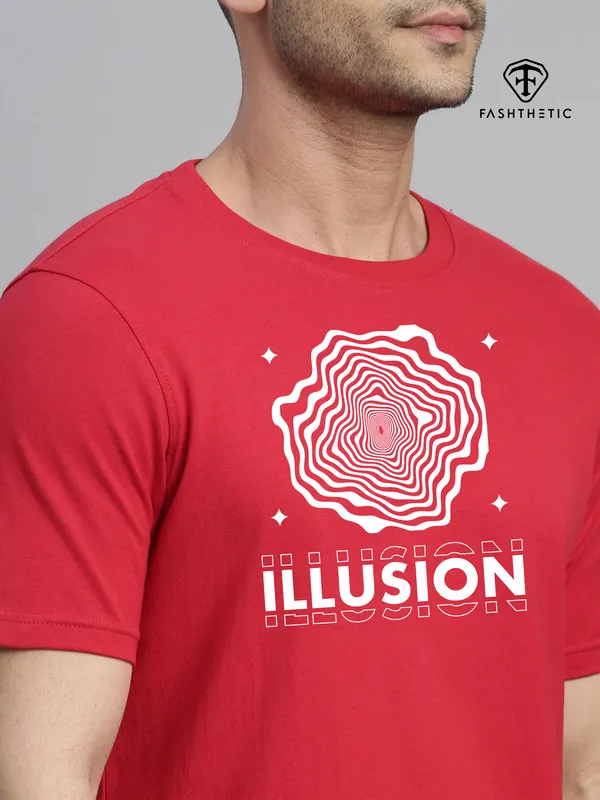 Red_Cotton_Illusion_T_Shirt_For_Adults