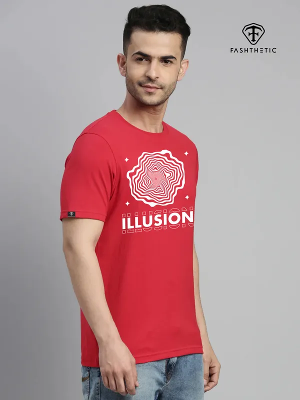 Red_Cotton_Illusion_T_Shirt_For_Adults