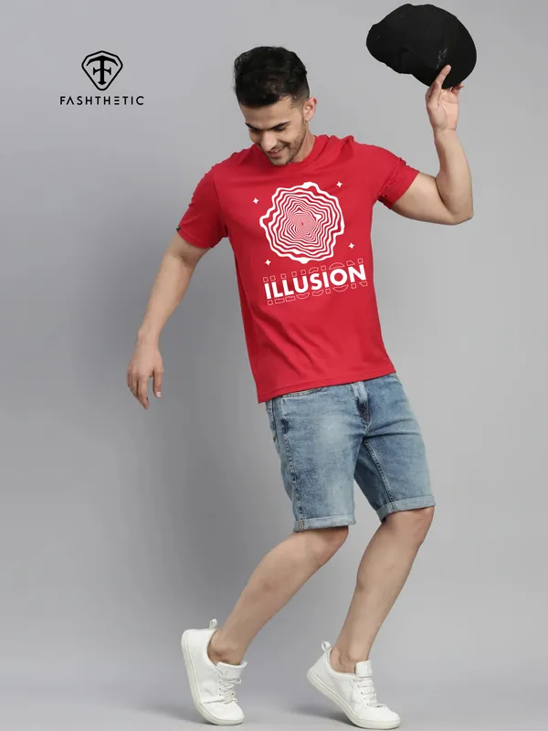 Red_Cotton_Illusion_T_Shirt_For_Adults