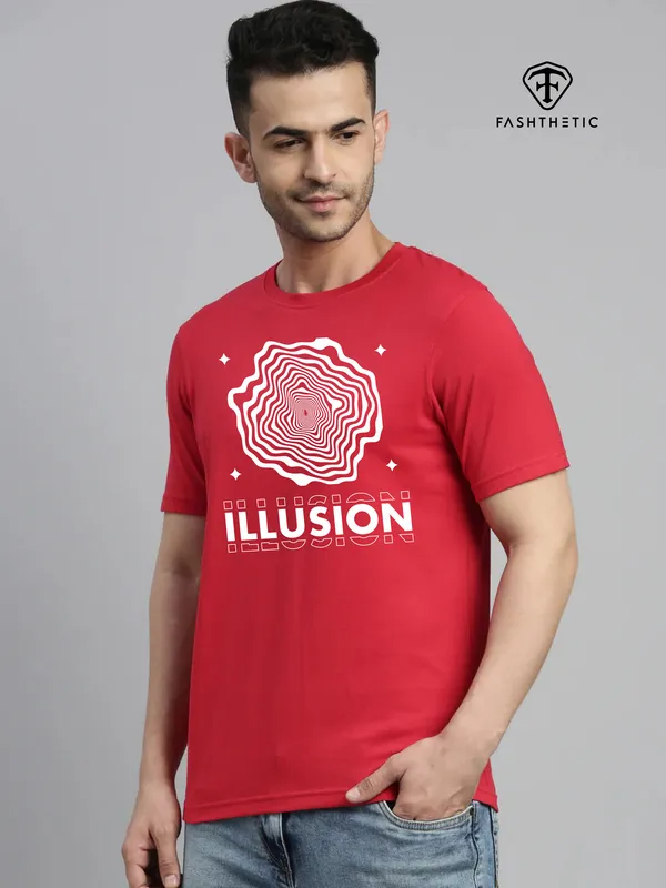 Red_Cotton_Illusion_T_Shirt_For_Adults