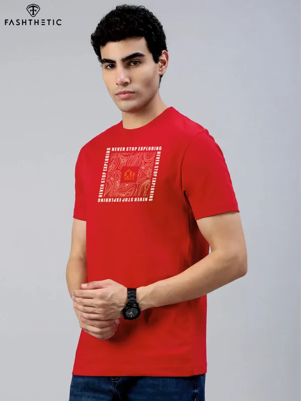 Red_Cotton_Never_Stop_Explore_T_Shirt_For_Adults