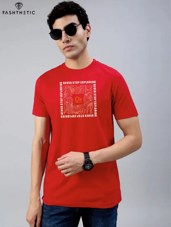 Red_Cotton_Never_Stop_Explore_T_Shirt_For_Adults