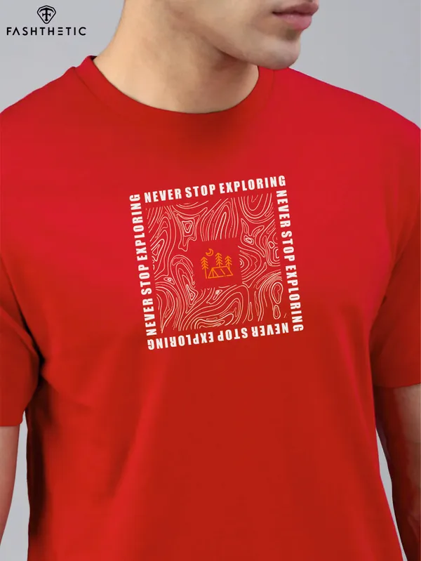 Red_Cotton_Never_Stop_Explore_T_Shirt_For_Adults