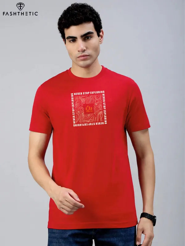 Red_Cotton_Never_Stop_Explore_T_Shirt_For_Adults
