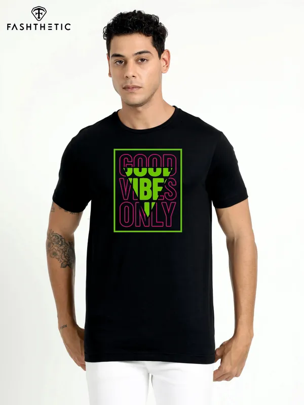 Black_Cotton_Neon_Good_Vibes_T_Shirt_For_Adults