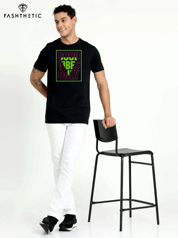 Black_Cotton_Neon_Good_Vibes_T_Shirt_For_Adults