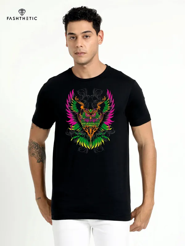 Black_Cotton_Neon_Eagle_T_Shirt_For_Adults