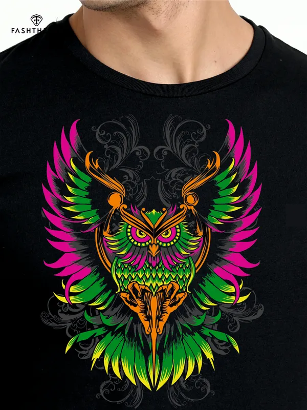 Black_Cotton_Neon_Eagle_T_Shirt_For_Adults