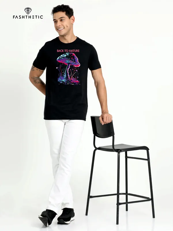 Black_Cotton_Neon_Back_To_Nature_T_Shirt_For_Adults
