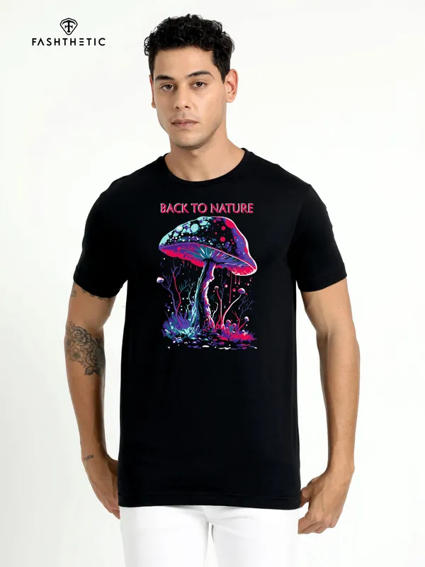 Black_Cotton_Neon_Back_To_Nature_T_Shirt_For_Adults