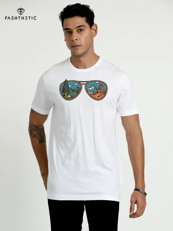 White_Cotton_Sun_Glass_T_Shirt_For_Adults