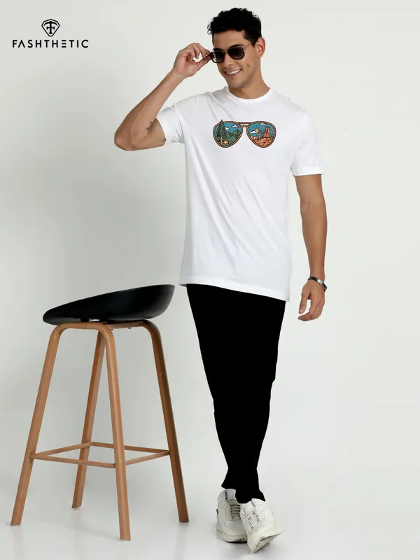 White_Cotton_Sun_Glass_T_Shirt_For_Adults