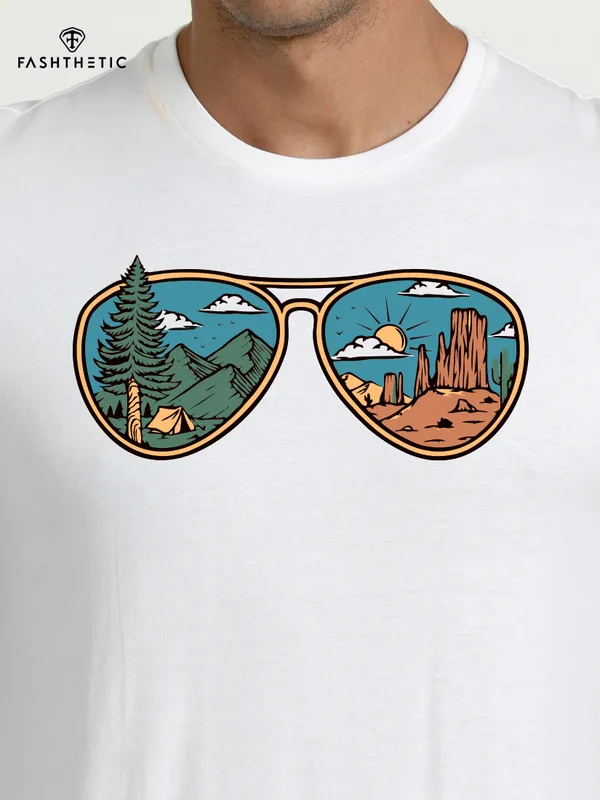 White_Cotton_Sun_Glass_T_Shirt_For_Adults