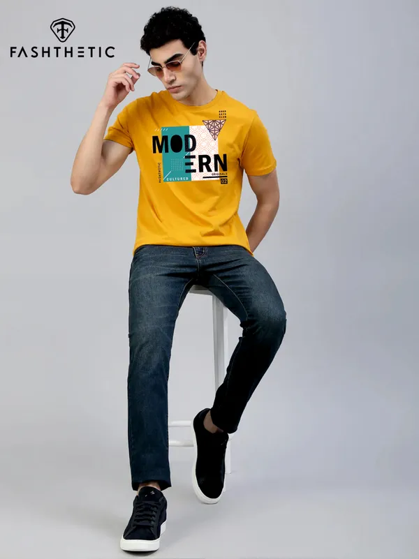 Mustard_Cotton_Modern_T_Shirt_For_Adults