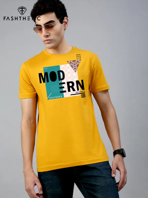 Mustard_Cotton_Modern_T_Shirt_For_Adults