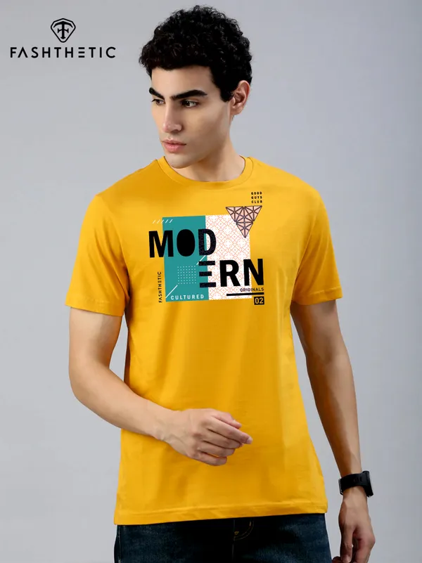 Mustard_Cotton_Modern_T_Shirt_For_Adults